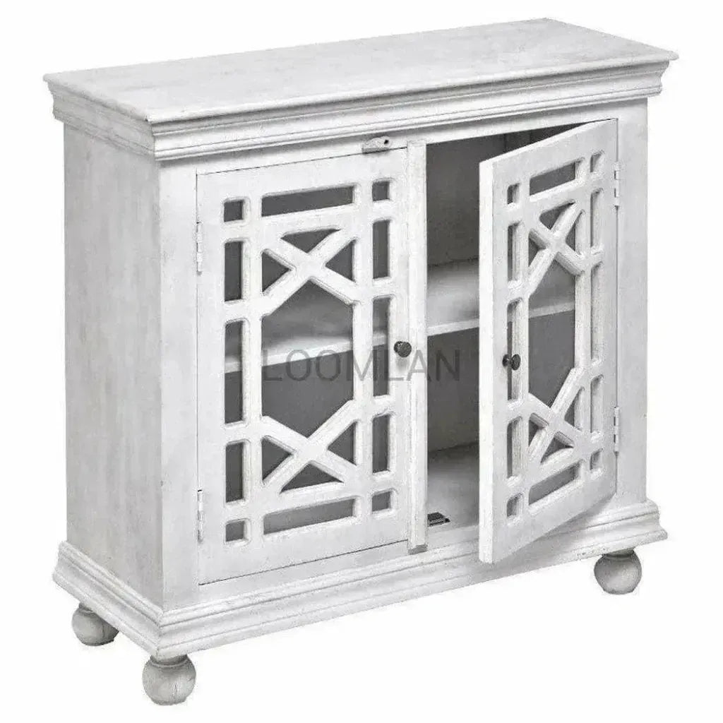 Lidia Wood White Accent Cabinet