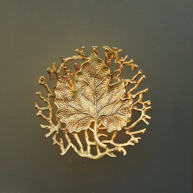 Leaf-Shaped Brass Biophilic Wall Lamp