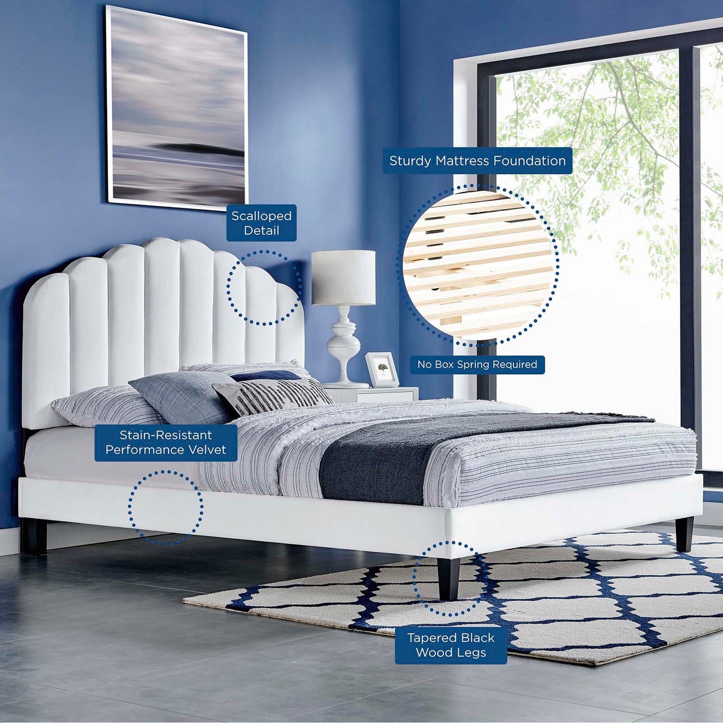 Daisy Performance Velvet Twin Platform Bed by Modway