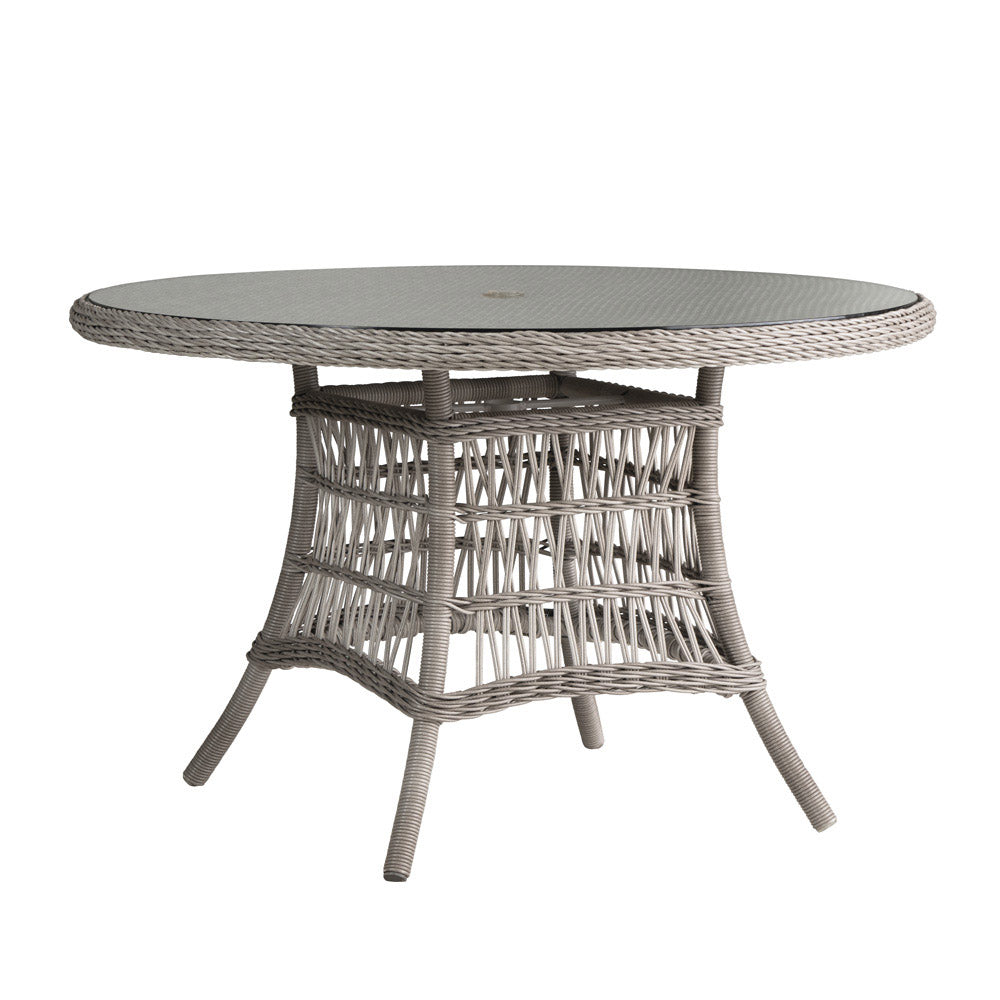 Mackinac 48" Round Umbrella Dining Table with Woven Top