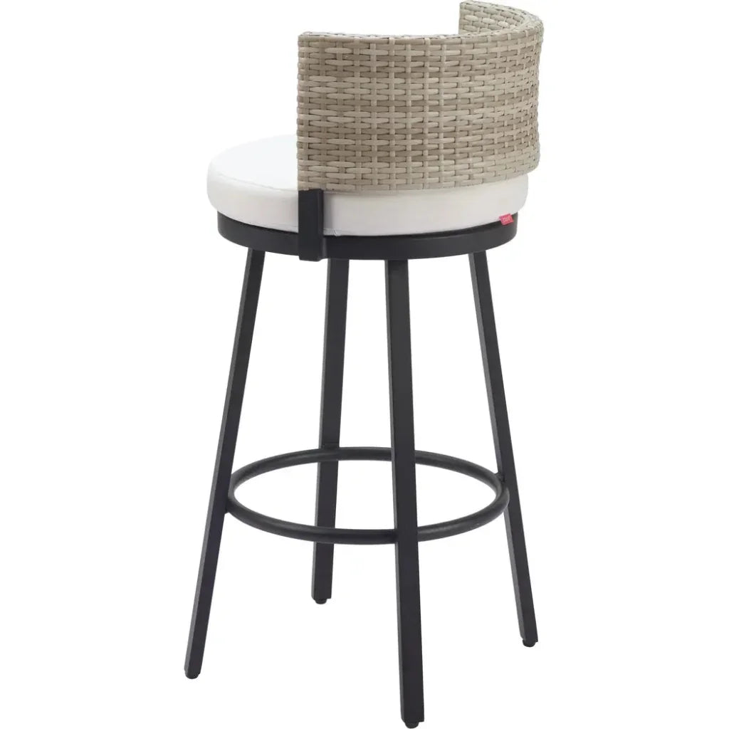 Midnight White Olefin Fabric Barstool