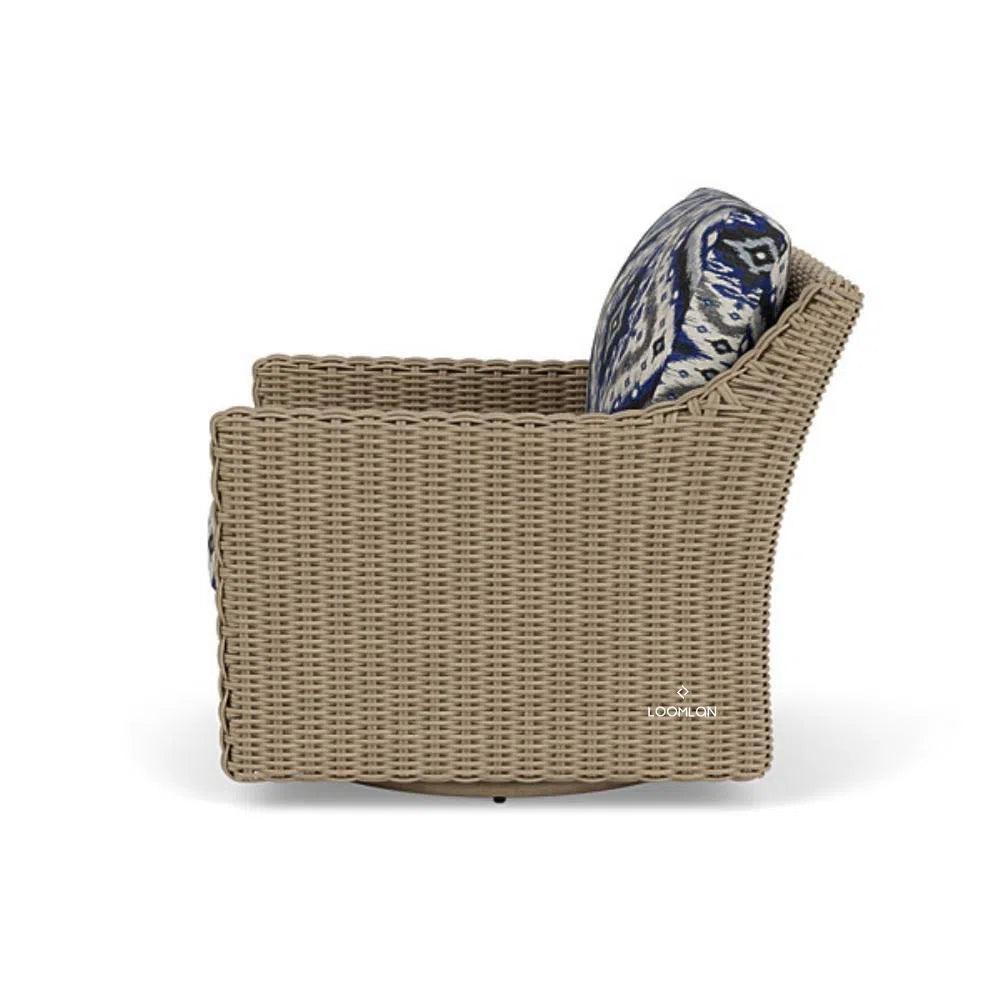Milan Swivel Glider Wicker Upholstered Club Lounge Chair