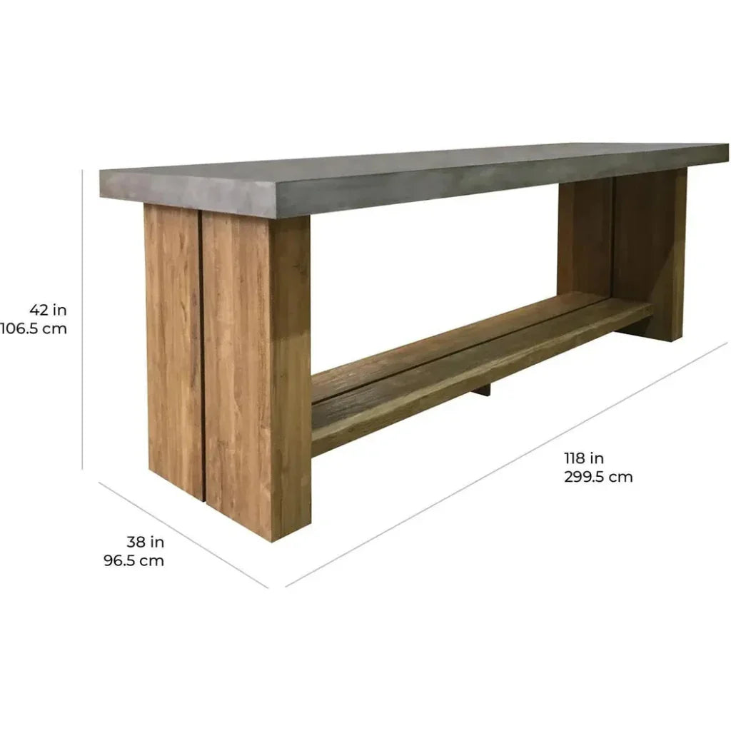 Mykonos Concrete Slate Grey Outdoor Bar Table
