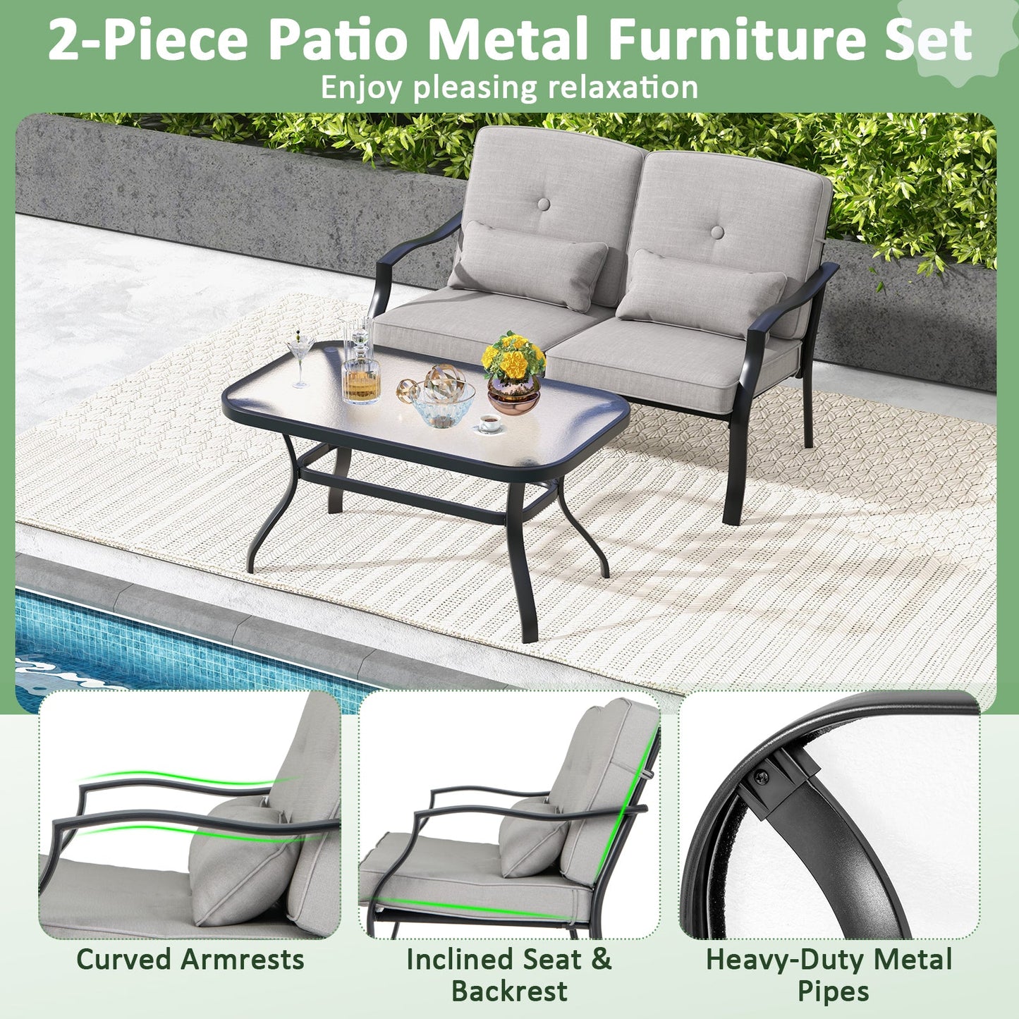 Outdoor Loveseat Chair Set with