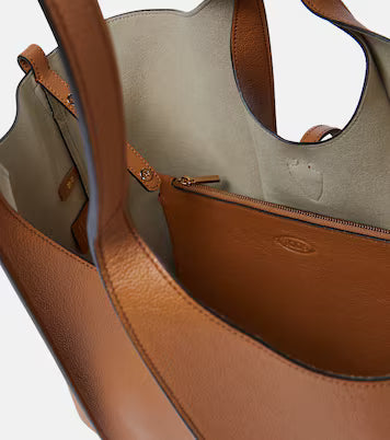 Tod’s Timeless Medium Calfskin Tote in Dark Tan