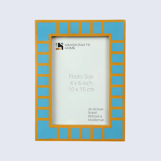 Picture Frame Classic Block Stripe Collection Resin Inlay, Turquoise – 4x6 & 5x7