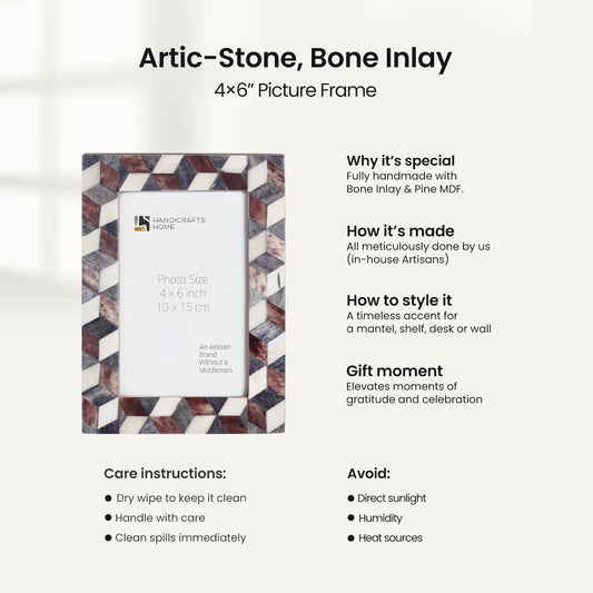 Picture Frame Arctic Stone Pattern Collection Bone Inlay Multi – 4x6, 5x7 & 8x10"