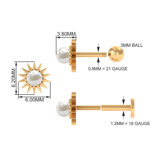 Natural Freshwater Pearl Sun Conch Earring