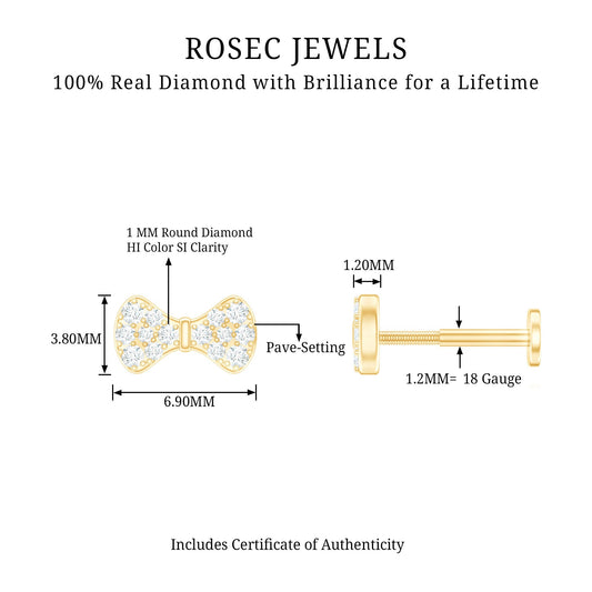 Cute Diamond Bow Earring for Tragus Piercing