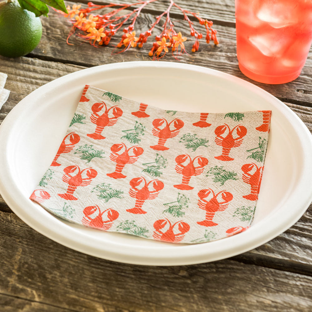 Luxenap Gray Paper Luncheon Napkin - Maine Lobster - 13" x 13" - 500 count box