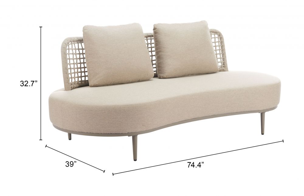 Ruhe Olefin Woven Rattan and Upholstered Fabric Outdoor Luxury Sofa