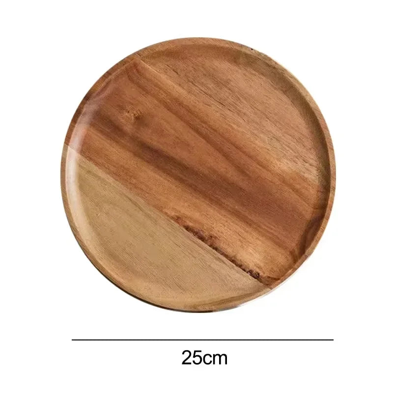 Acacia Wood Round Dinner Tray