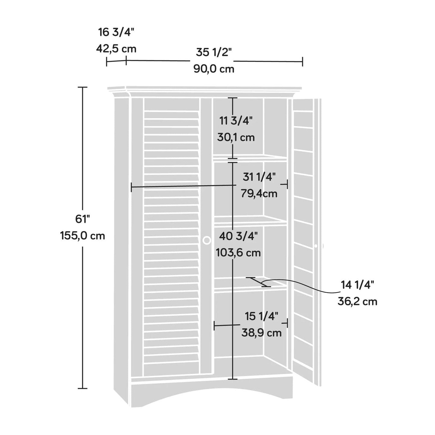 Seabrook Louvered Storage Armoire Cabinet