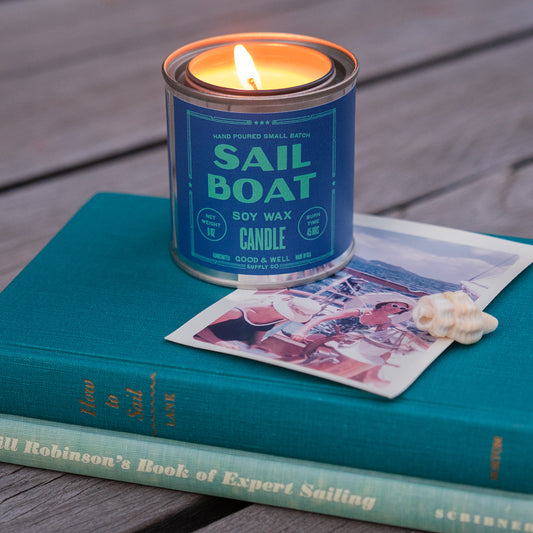 Sailboat Happy Place Luxury Sox Wax Candle, Hostess Housewarming Gift | Good & Well, Bay & Bridle