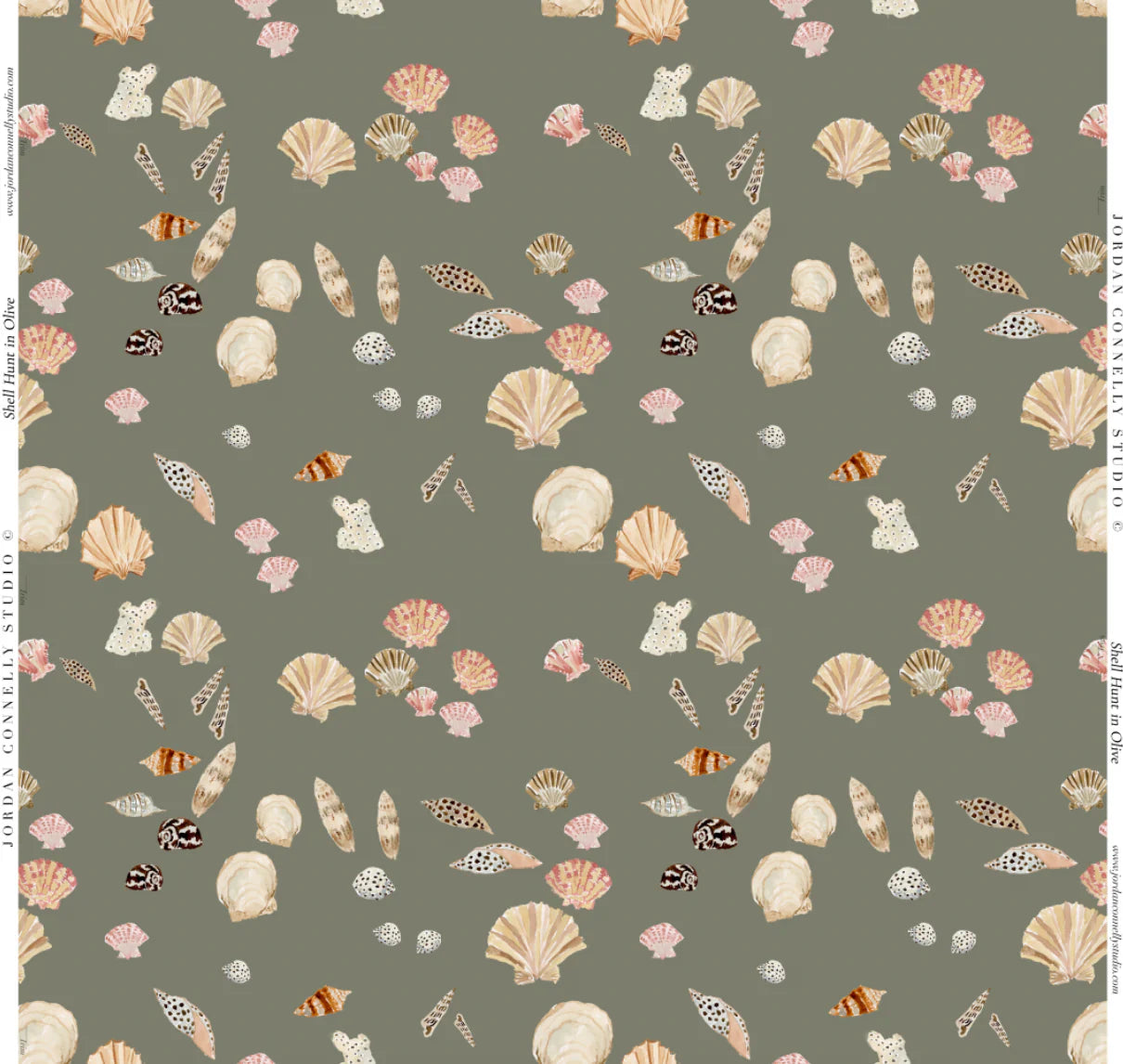 Shell Hunt in Olive- Fabric