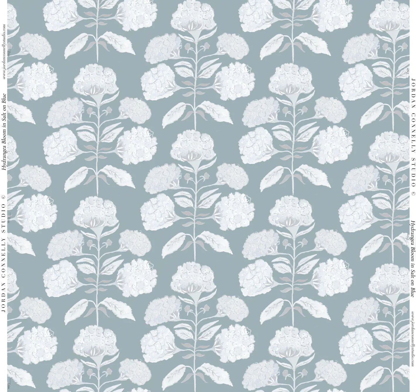 Hydrangea Bloom in Salt on Blue- Fabric