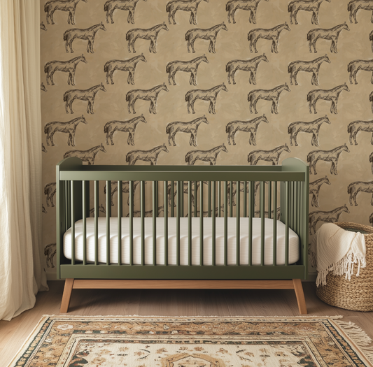 Antique Parchment Horse in Parchment Wallpaper