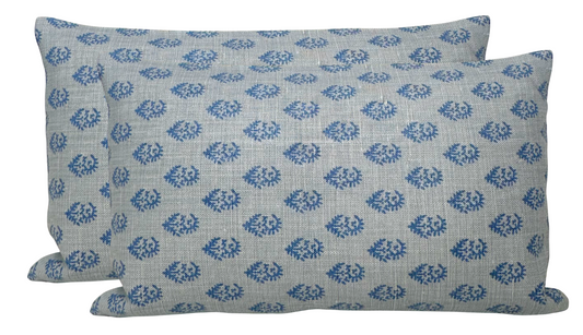 Rajmata Pillow Cover in Mist Indigo, Peter Dunham Textiles