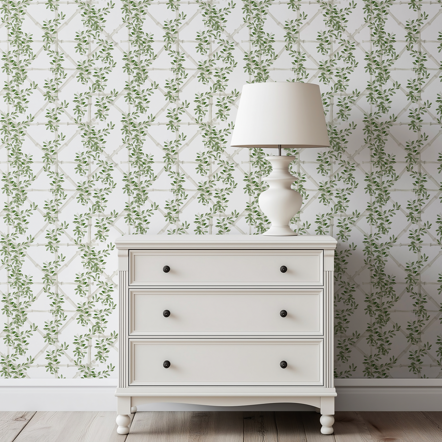 Bamboo Jasmine in White Wallpaper