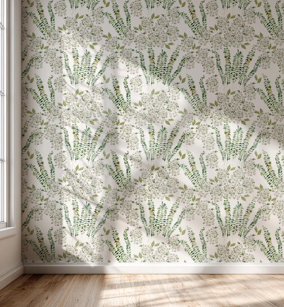 Foxglove Vine in Cream Wallpaper