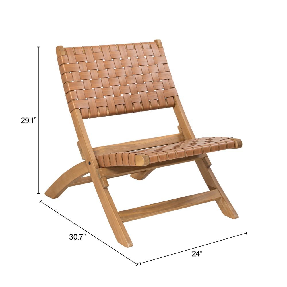 Sunflare Acacia Wood & Rattan Weave Outdoor Lounge Chair