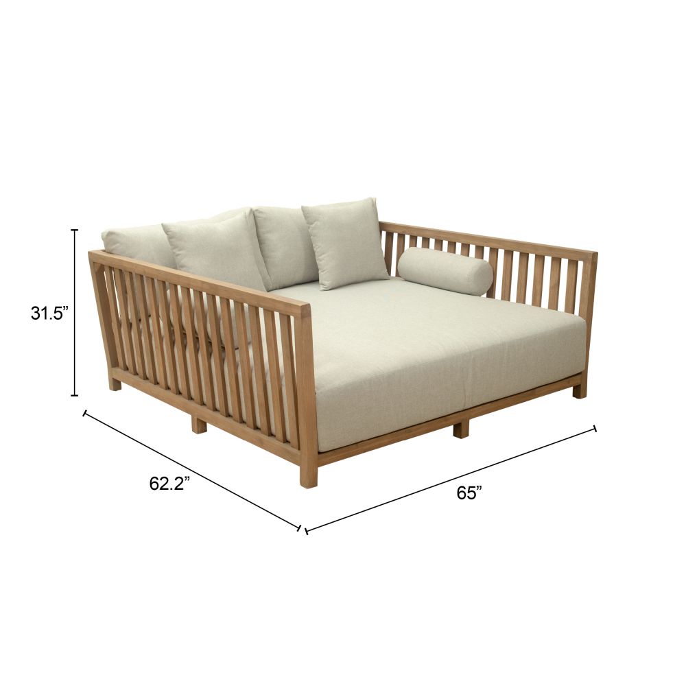 Teras Outdoor Daybed – Acacia Wood & Upholstered Olefin Fabric