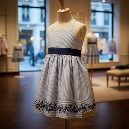 Organic Cotton Blue Embroidered Special Sundress