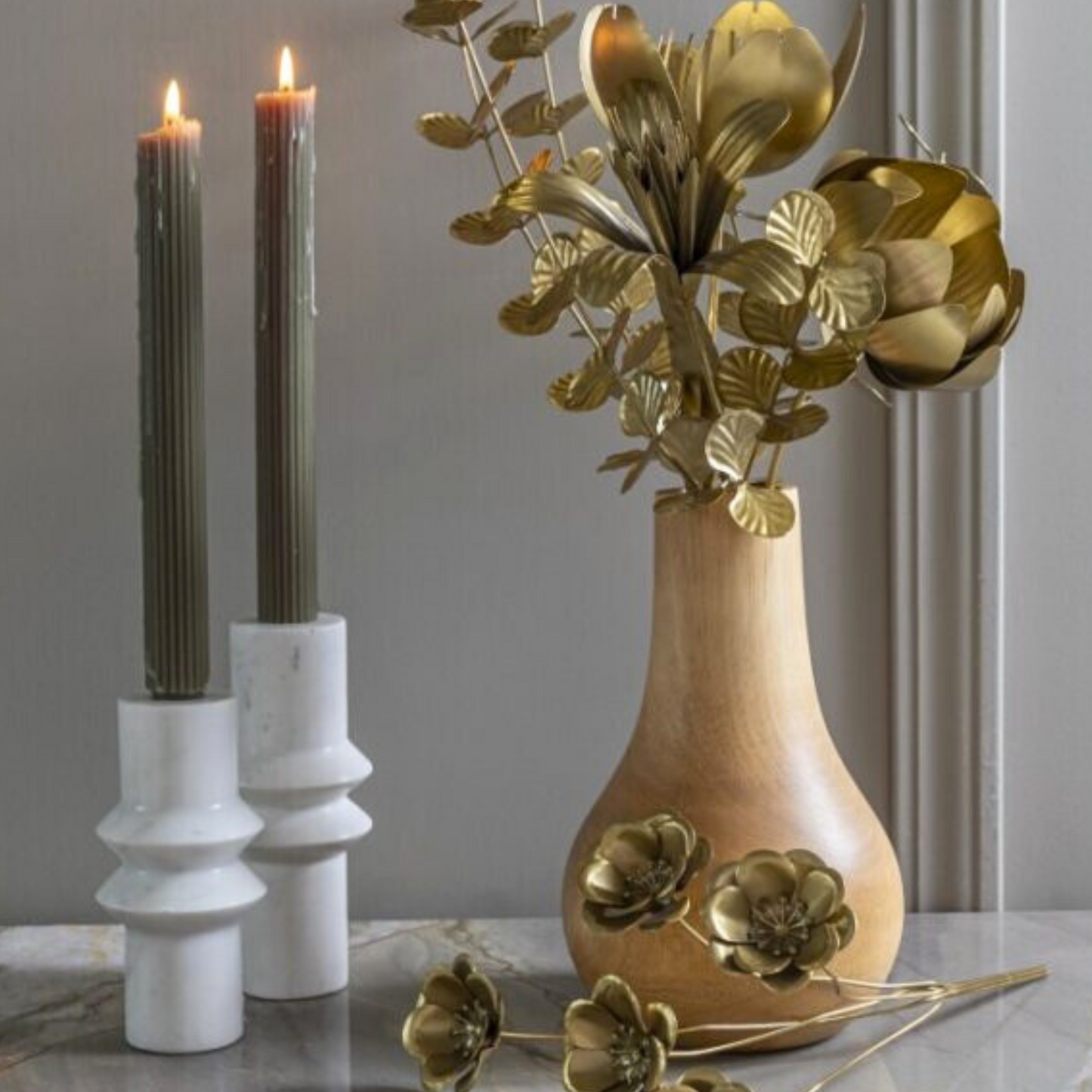 Aruna Marble Candlestick Holder, Medium