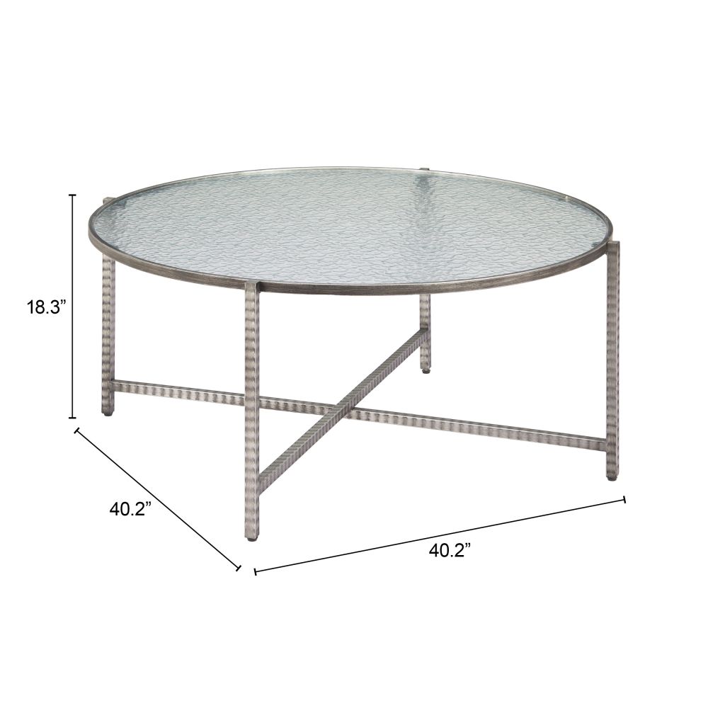 Vetro Rippled Glass Top Round Coffee Table