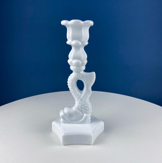 Vintage Milk Glass Dolphin Candle Holders. Set of 2 White Candle Sticks. Dining Room Decor. Gift for Him or Her. Interior Design Ideas.