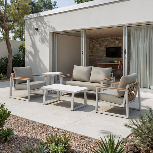 The Welt White Aluminum Modern Outdoor Coffee Table