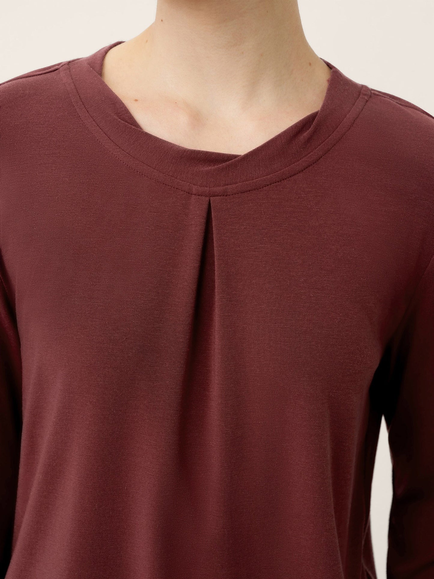 Wool Lyocell Twisted Neck Pullover Top NERISSA