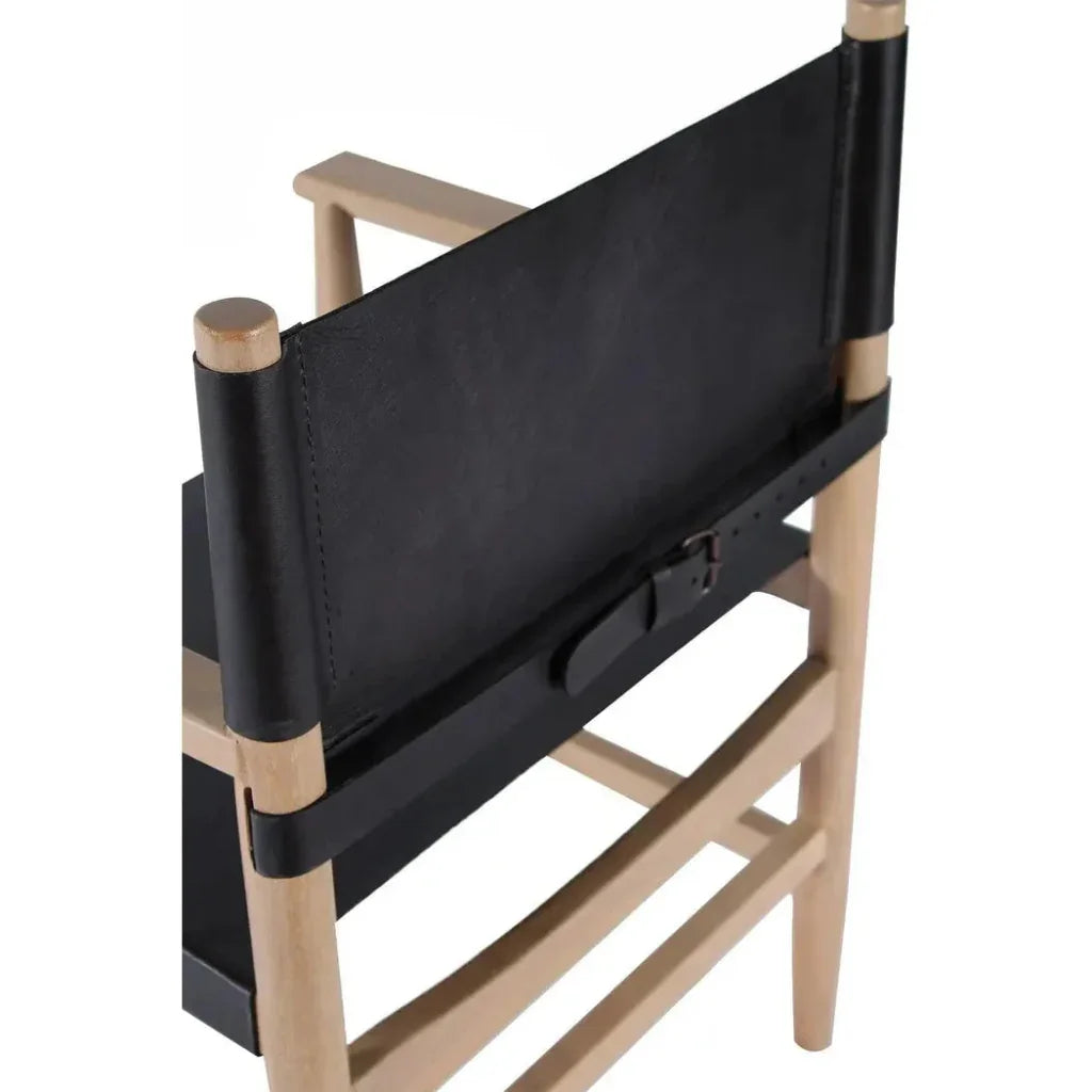 Xavier Black Leather Arms Dining Chair