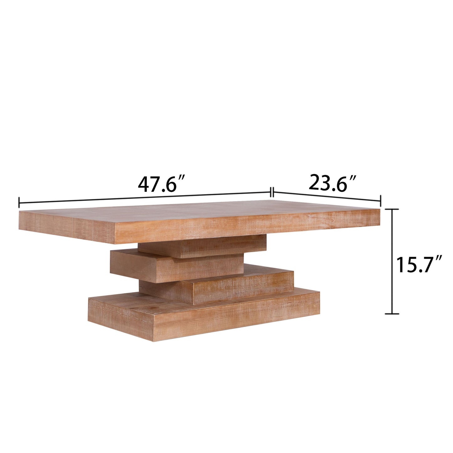 Modern Rustic Geometric Coffee Table – Rectangular Wood Center Table