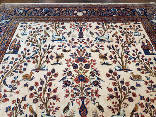 Antique Persian Kashan Tree of Life Rug 10x13