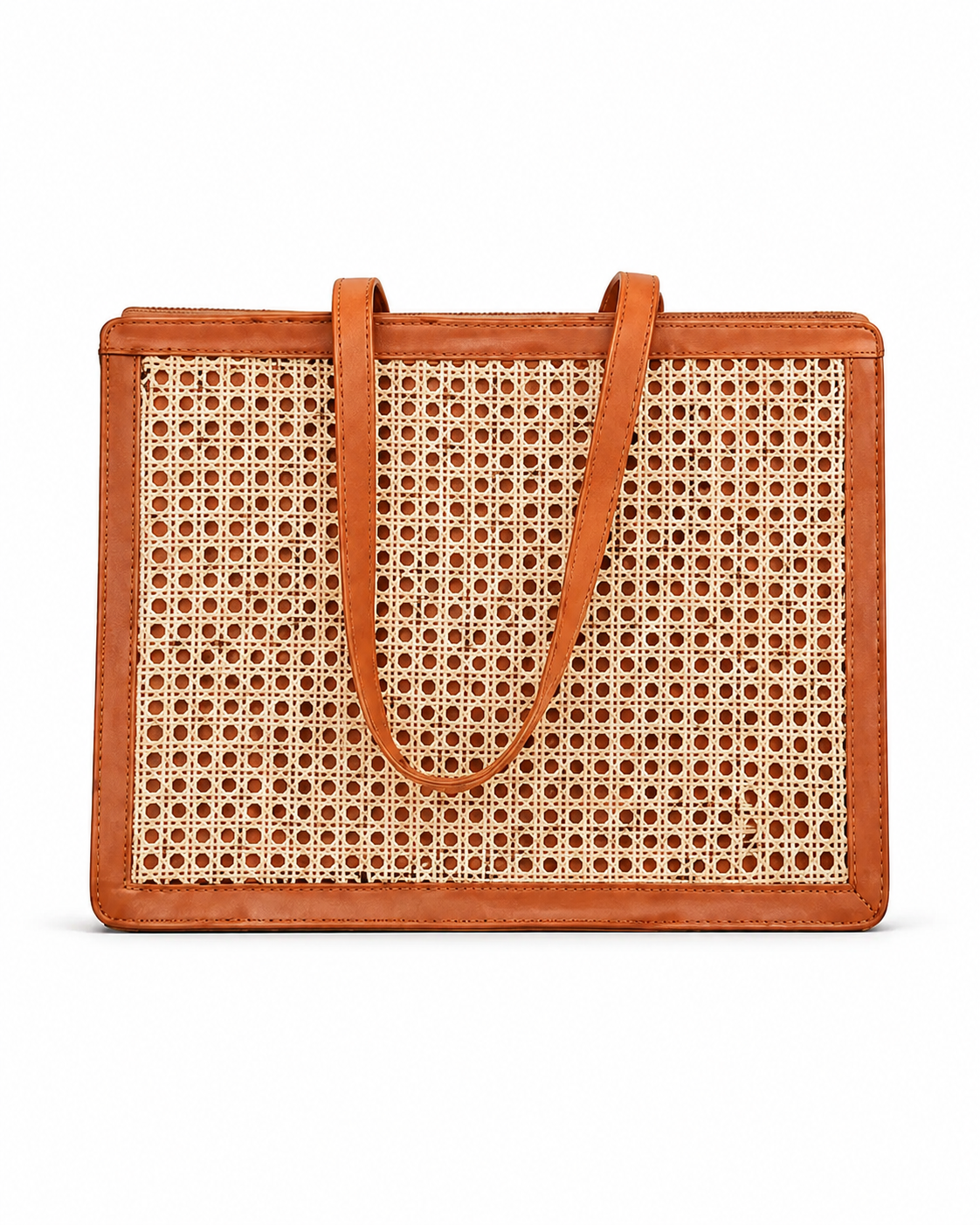 Raja Leather and Cane Carryall Bag