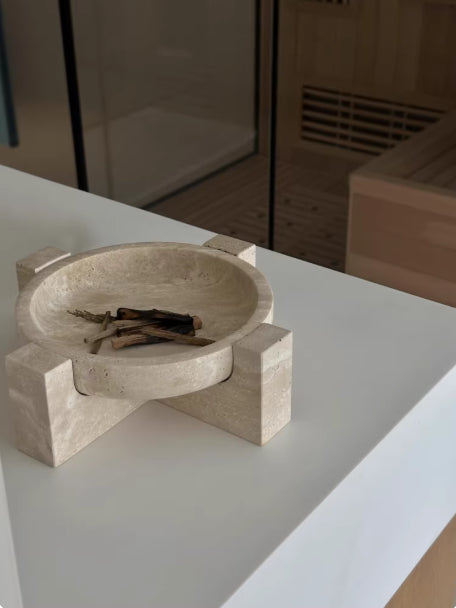 Retro Wabi-Sabi Style Yellow Limestone Decorative Storage Tray