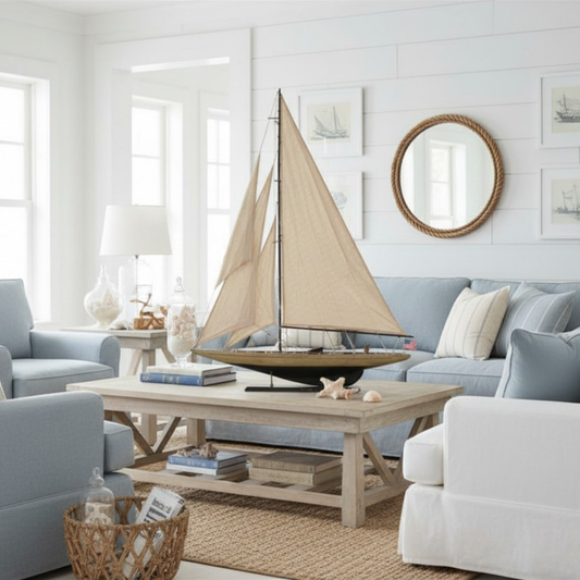 Wooden Rustic Enterprise Model Sailboat Decoration 60""