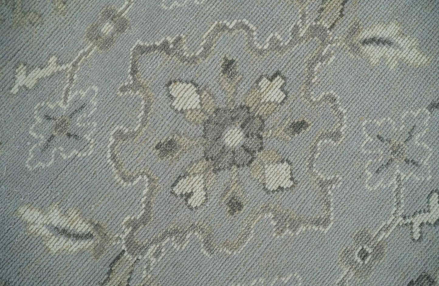 Antique Muted Silver Hand-Knotted Oushak Wool Area Rug | 8'3" x 10'8"