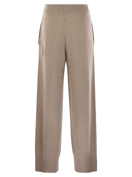 Brunello Cucinelli Women English Rib Cashmere And Viscose Knit Trousers