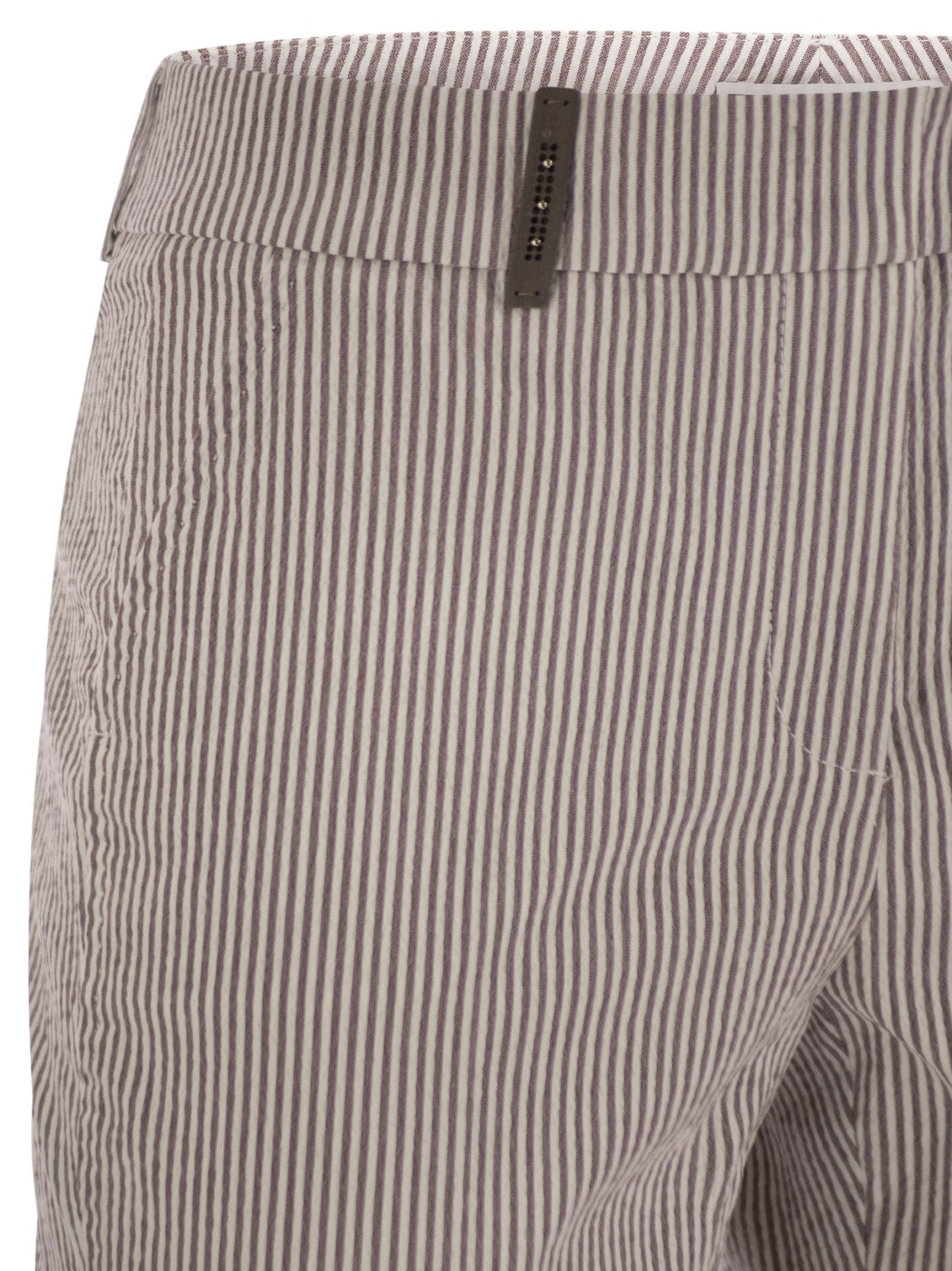 Peserico Women Seersucker Cotton Cigarette Trousers