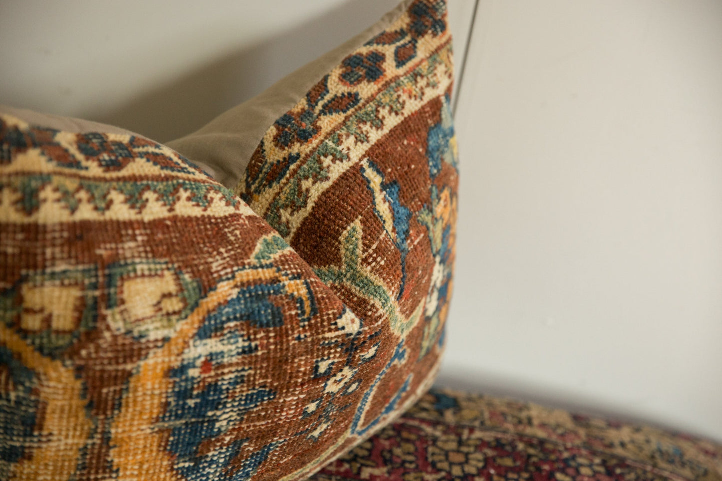 Antique Ziegler Mahal Rug Fragment Pillow