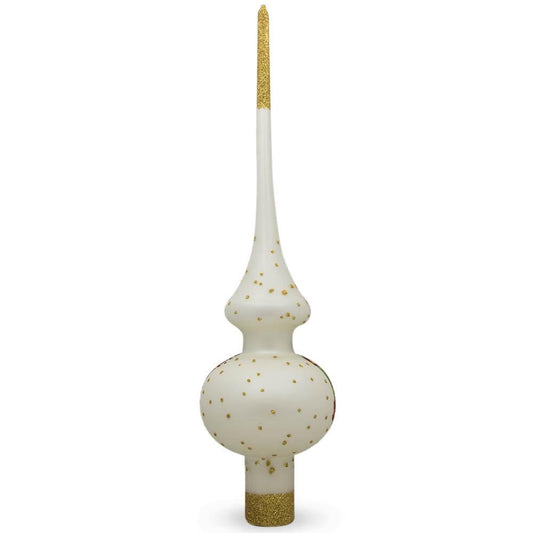 Santa on White Glass Christmas Tree Topper 11 Inches
