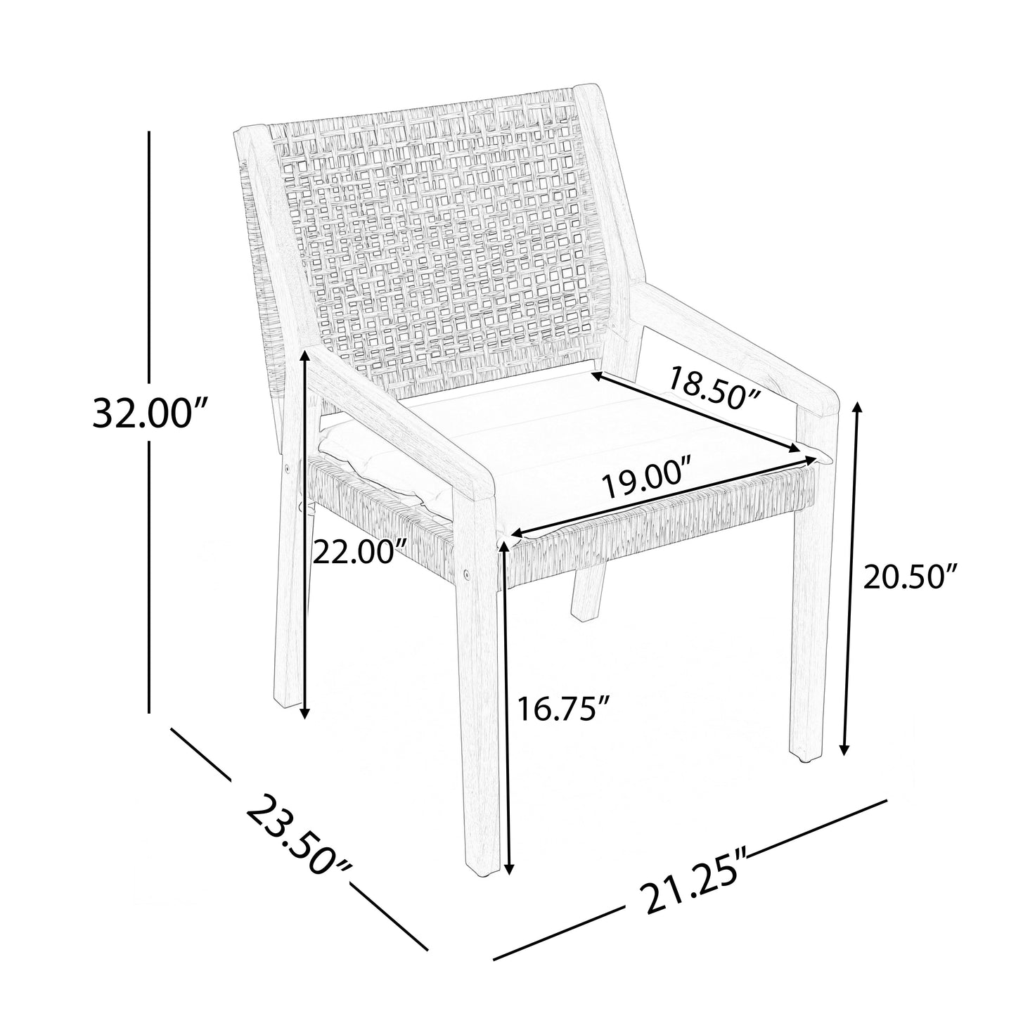The Seabrook Acacia & Woven Outdoor Dining Chair