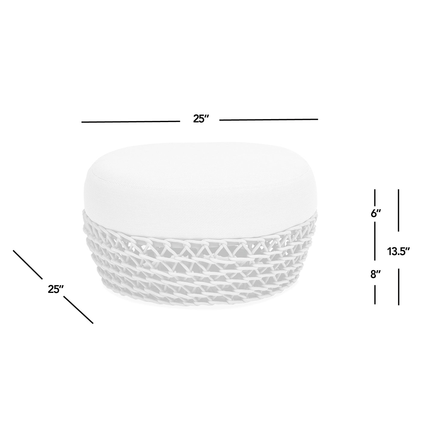 Outdoor Round Ottoman - Wheat Beige Cushion, Golden Brown Wicker Frame, 25in