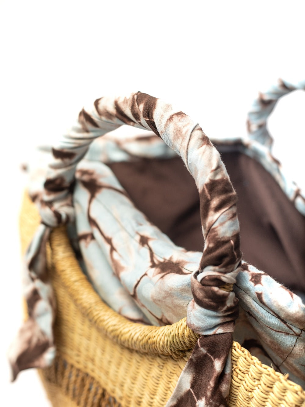 Butterfly Bag Medium - Natural w/ Light Blue, White and Brown Lining