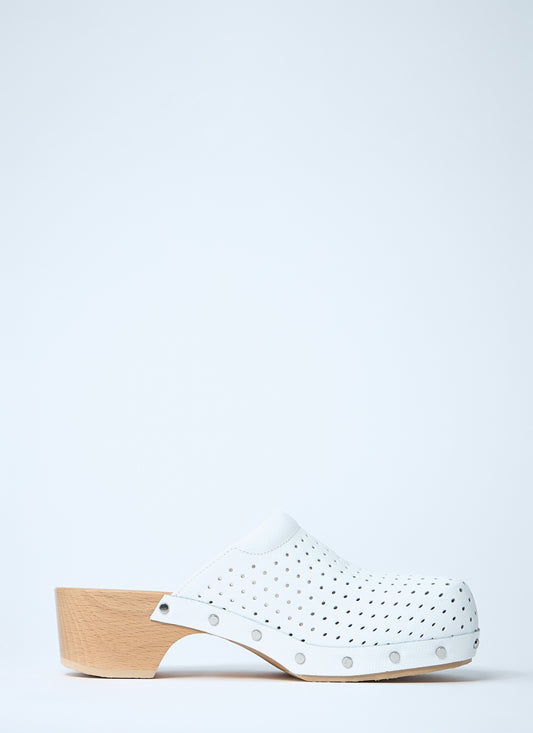 Balenciaga Perforated Leather Heeled Clogs