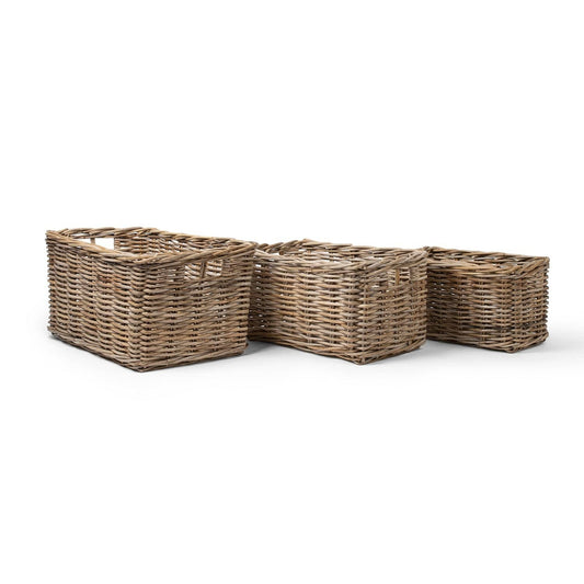 Handwoven Rattan Rectangular Storage Basket