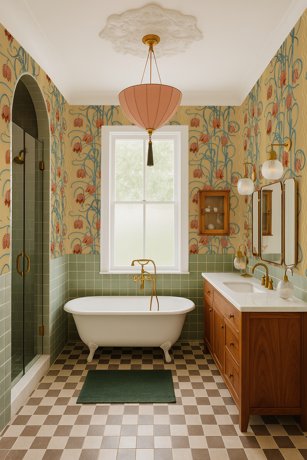 Campanas Wallpaper, butter yellow and slate blue