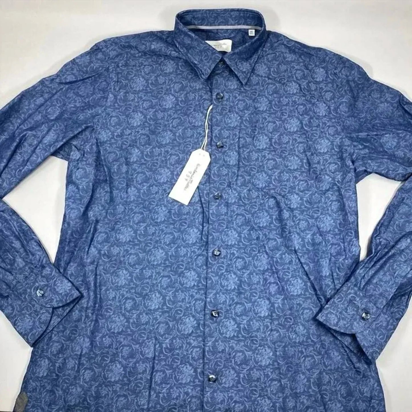 Men's Jacquard Floral Cotton Button-up Shirt